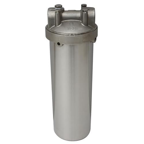 TECHTONGDA Filter Housing for Water Filtration System Stainless Steel 1/2inch NPT for 10inch Long Filter Cartridge 72psi Rated Pressure - size: 1/2inch NPT for 10inch Cartridge