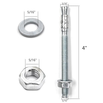 50-Pcs Wedge Anchors for Concrete,5/16" x 4"(M8x100mm) Zinc Plated Anchors - color: 5/16"X4"-50pcs