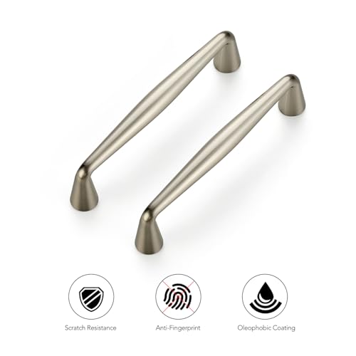 Ravinte Brushed Nickel Cabinet Handles Solid Handles,3-1/2 Inch,5 Pack - color: Brushed Nickel, size: 3-1/2 Inches Hole Center