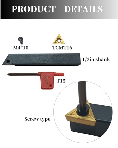 5pcs 1/2in Shank Turning Tool Holder Set with TCMT16T304 Carbide Inserts
