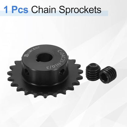 uxcell #25 Chain Roller Sprocket 10mm Bore 49.5mm OD, 23 Tooth C45 Carbon Steel ANSI #25 Roller Sprocket Round Hole with 3x1.4mm Keyway & Set Screws for ISO 04C Chain, Black - size: 10mm Bore 49.5mm OD, 23 Tooth, 3x1.4mm Keyway