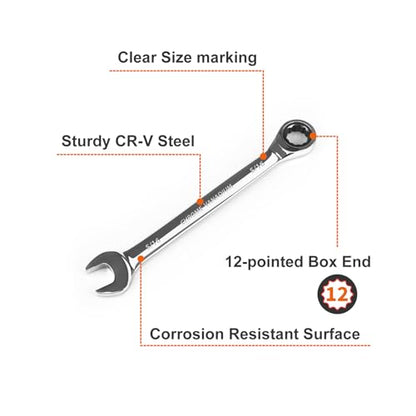 Egofine 5/16 inch Ratcheting Combination Wrench SAE, Industrial Grade Gear Spanner with 12-Point Design, 72-Tooth Ratchet, Chrome Vanadium Steel (Pack of 2) - size: 5/16" (Pack of 2)