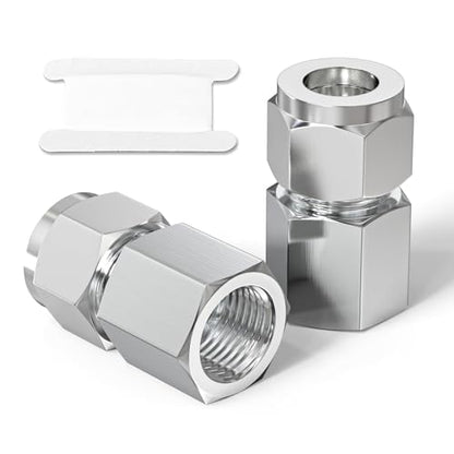 TAISHER 2PCS 304 Stainless Steel Compression Tube Pipe Fitting Connector, 1/2" Tube OD x 3/8" NPT Female - size: 1/2" OD x 3/8" FNPT