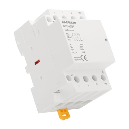 BAOMAIN 24V AC 4-Pole 40A Modular Contactor, 3NO1NC, DIN Rail Mount