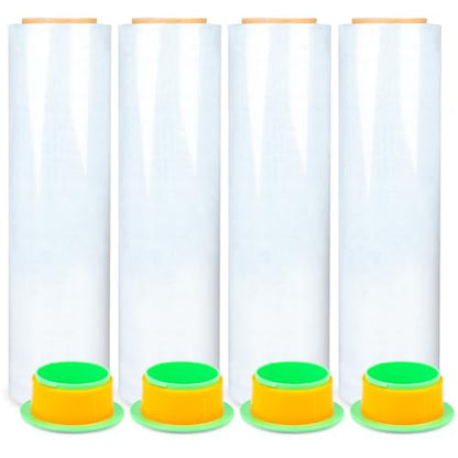 4 Pack Industrial Strength Clear Stretch Wrap Film 18" x 1000 Ft 80 Gauge Thick with Plastic Handle, Durable Self-Adhering Heavy Duty Shrink Plastic Wraps for Pallets Moving & Packing - color: Clear