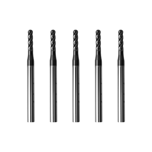 5Pcs 3/32" Carbide Ball Nose End Mills, ALTiN Coated, 4 Flute - size: 3/32 in
