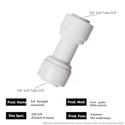 Food-Grade Quick Connector Push-In Tube Fitting 3/8 inch Tube OD to 3/8 inch Tube OD push fit straight quick connect for RO water system (10pack) - style: 3/8" straight connect(10)