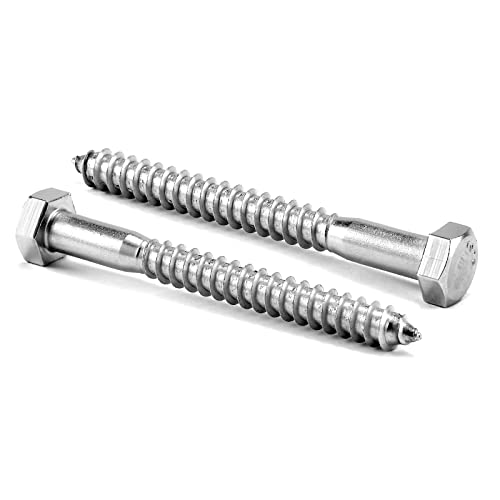 3/8" x 3" Hex Head Lag Screws Bolts 20Pcs 304 Stainless Steel 18-8, Partial Thread, Hexagon Head Wood Screws by SG TZH - size: 3/8-16 x 3"