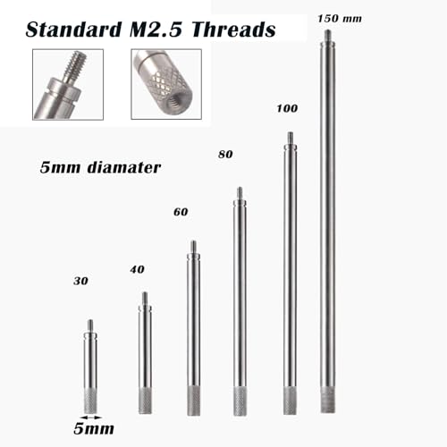 6pcs Dial Indicator Extension Stem Rod Set,30 40 60 80 100 150mm - size: 30-150MM