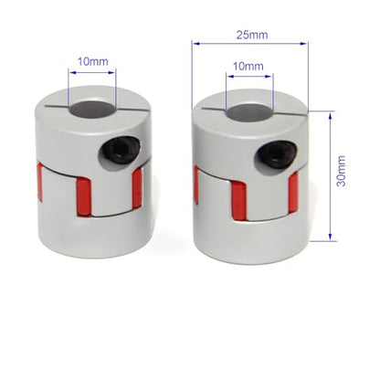 10mm to 10mm Bore Aluminium Plum Flexible Shaft Coupling Servo Stepper Motor Jaw D25xL30 Connector Flexible Shaft Couplers for 3D Printer/CNC Machine/DIY Encoder, 2pcs/Pack(10mmx10mm) - size: 10mmx10mm