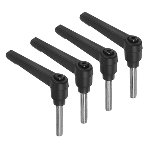 uxcell 4pcs Clamping Lever Handles, M6 x 30mm 304 Stainless Steel Threaded Male Stud, Adjustable Handles Locking Quick Release Ratchet Push Button Bolt Knobs, Black - size: M6 x 30mm