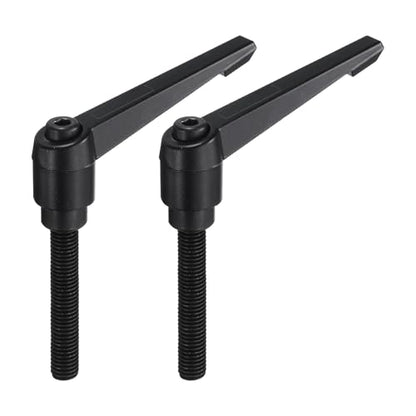 uxcell M10 x 70mm Handle Adjustable Clamping Lever Thread Push Button Ratchet Male Threaded Stud Knobs Locking Rotating Screw Handles Quick Release Bolt Black 2pcs - color: Black, size: M10 x 70mm