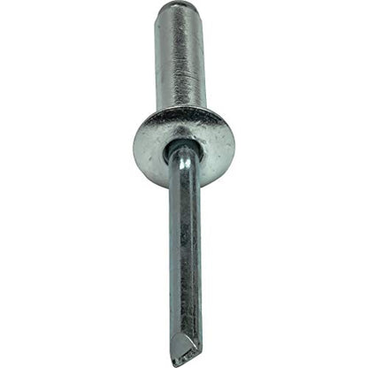 Fastenere Pop Rivets 1/8" x 1/2" (100 pcs) Aluminum Body Steel Mandrel, Heavy Duty, Open End, Low Carbon Steel, Dome Head Blind Rivets, Corrosion Resistant & High Shear Strength, 4-8 Gap .376" - .500" - size: 1/8" x 1/2" (4-8) (100 Pack)