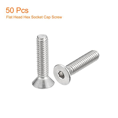 uxcell #8-32x3/4 Flat Countersunk Head Socket Cap Screws, 50Pcs 304 Stainless Steel Hex Socket Flat Head Screws, Full Thread, Countersunk Bolts - size: #8-32x3/4"