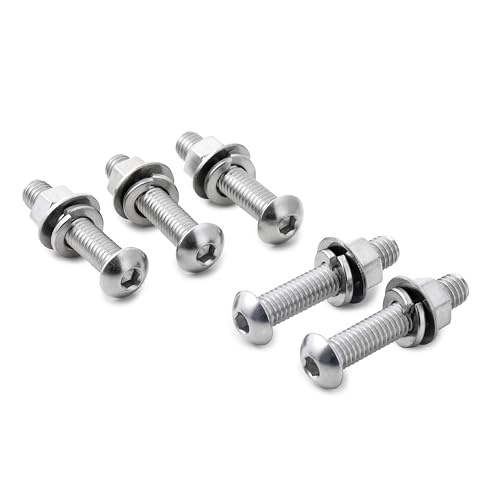 15 Sets 1/4-20 x 1-1/4" Button Head Socket Cap Bolts Screws with Nuts, Flat & Lock Washers, 304 Stainless Steel 18-8, Hex Drive, Bright Finish - size: 1/4-20, style: (15Sets)1/4-20 x 1-1/4"