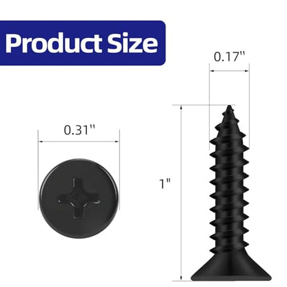 #8 x 1 Flat Head Self Tapping Screws, 304 Stainless Steel 18-8 Wood Screw, Black Finish, Screwdriver Bit Included, 100 PCS - color: Black, size: #8 x 1"