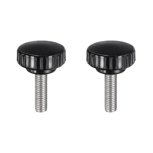 uxcell 2pcs Knurled Clamping Knobs M8 x 30mm Metric 304 Stainless Steel Male Thread Thumb Screw on Type 30mm Plastic Round Head Threaded Hand Bolt Stud Knobs Black - size: M8 x 30mm x 30mm