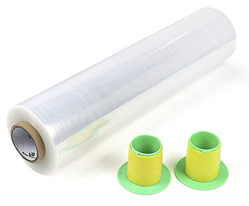 BOMEI PACK 4 Pack Industrial Clear Stretch Wrap Film with Plastic Handle 18" 1200ft 72Gauge for Pallet Wrap, Durable Self-Adhering Packing, Moving, Packaging, Heavy Duty Shrink Film - color: Clear