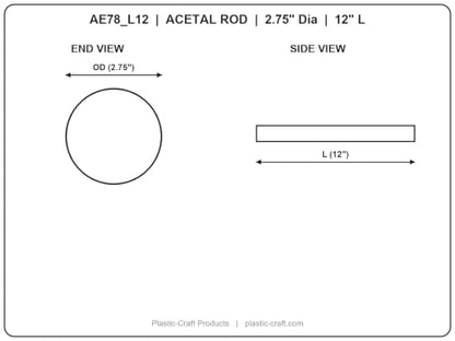 Plastic-Craft | Acetal Round Rod, Natural - color: Natural, size: 12.0"