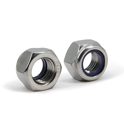 M16 x 2mm Pitch 304 Stainless Steel Self-Locking Hex Lock Nuts, Nylon Insert LockNuts Silver Metric Self Clinching Hex Lock Nuts for Hardware Parts, 20pcs/Pack (M16-20pcs) - size: M16-20pcs