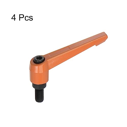 HARFINGTON 4pcs Adjustable Clamping Lever Handles M10 x 20mm Male Thread Bolt Knobs Rotating Screw Locking Quick Release Ratchet Push Button Handle, Orange - size: M10 x 20mm