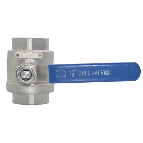 304 Stainless Steel Female NPT Ball Valve 1-1/2 Inch Standard Full Port for Water Oil Gas Vinyl Handle WOG1000 - size: 1-1/2 Inch, style: Pack of 1