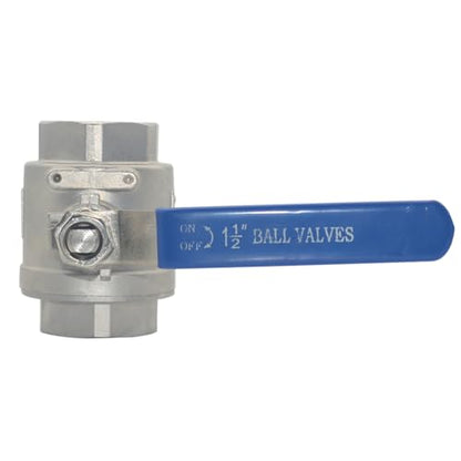304 Stainless Steel Female NPT Ball Valve 1-1/2 Inch Standard Full Port for Water Oil Gas Vinyl Handle WOG1000 - size: 1-1/2 Inch, style: Pack of 1