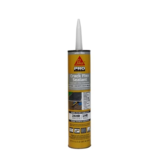 SIKA Sikaflex Crack Flex Sealant, Gray, High-Performance Textured Polyurethane, Self-Leveling, Waterproof Sealant for Horizontal Cracks Up to 1 in Wide, 10.1 fl oz, - size: Pack of 1