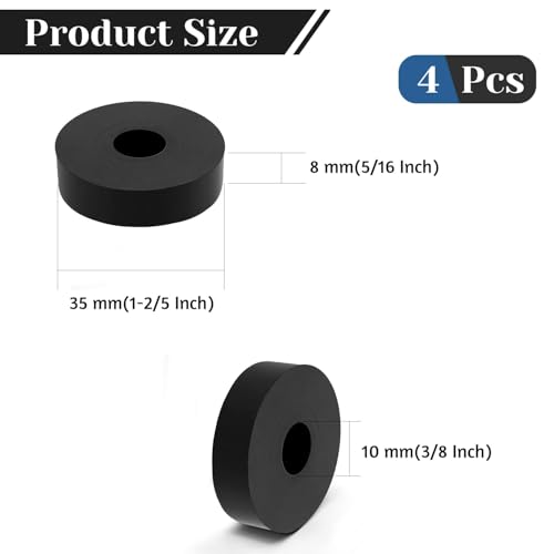 4 PCS Multi Purpose Rubber Spacer, 1-2/5" OD x 3/8" ID x 5/16" Thickness - size: 1-2/5" OD x 3/8" ID x 5/16" Thickness