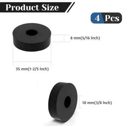 4 PCS Multi Purpose Rubber Spacer, 1-2/5" OD x 3/8" ID x 5/16" Thickness - size: 1-2/5" OD x 3/8" ID x 5/16" Thickness
