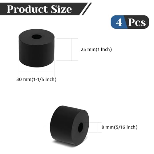 4 PCS Multi Purpose Rubber Spacer, 1-1/5" OD x 5/16" ID x 1" Thickness - size: 1-1/5" OD x 5/16" ID x 1" Thickness