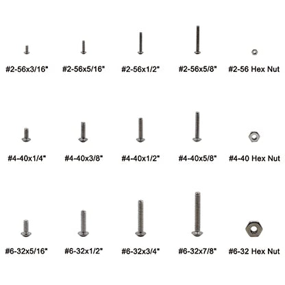 #2-56#4-40#6-32 UNC 304 SS Button-Head Socket Cap Screws & Nuts Kit - size: #2-56 #4-40 #6-32 UNC