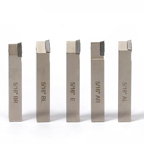 Mini Indexable Lathe Turning Tool-5/16" Shank Nickel Plated 5 Pieces Carbide Turning Tool Set,Metal Lathe Cutting Tools with Carbide Inserts TCMT090204 (TCMT731)