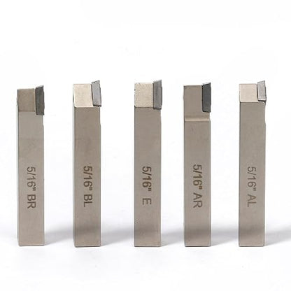 Mini Indexable Lathe Turning Tool-5/16" Shank Nickel Plated 5 Pieces Carbide Turning Tool Set,Metal Lathe Cutting Tools with Carbide Inserts TCMT090204 (TCMT731)