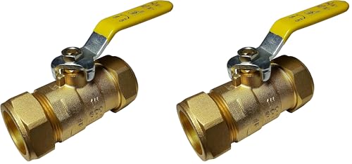 XFITTING 1 inch Compression Ball Valve - Full Port, Brass, 600 WOG (Water, Oil, Gas), 14 Turn, 1 Piece (Pack of 2) - size: 1 Inch (Pack of 2)