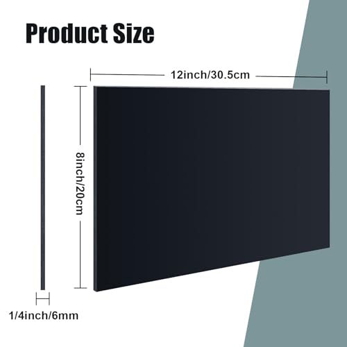 2 Pcs 1/4" Thick HDPE Plastic Sheets Hard HDPE Polyethylene Sheets, Black