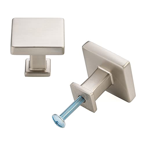 KOOFIZO 10 Pack Brushed Nickel Cabinet Knobs, Square Single Hole Pulls K08 - color: Brushed Nickel, size: Knob 1 - 10Pcs, style: Modern