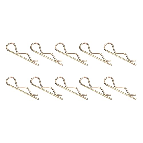 uxcell 10Pcs Hitch Pin Clip, 6x147mm Zinc-Plated Spring Steel Retaining R Clip Retaining Wire Hair Pins Cotter Pin Assortment Kit Clips for Trailer Tractors Mower Carts Truck, Gold - size: 6x147mm