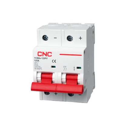 CNC DC Miniature Circuit Breaker, 2 Pole 500V 100 Amp DIN Rail Mount Isolator for Solar PV System, Thermal Magnetic Trip, High Current DC Disconnect Switch MCB 2P C100 - size: 100 Amp