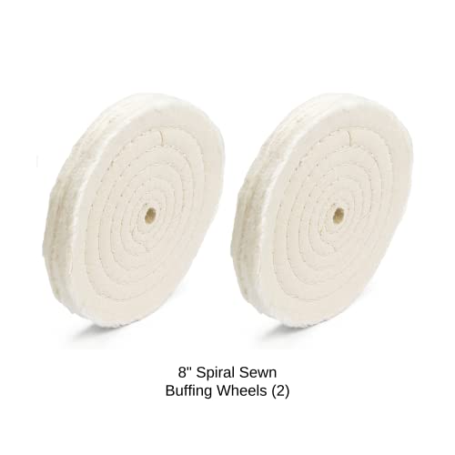 ENKAY - 8" Spiral Sewn Buffing Wheels (2 Pack) for Polishing Metal and More, for Use with Polishing Compounds, Buffing Machines & Bench Grinders (50 Ply Each)