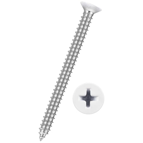 50pcs Phillips Wood Screws #12x2-1/2 304 Stainless Steel White Head - color: White Head, size: #12x2-1/2"