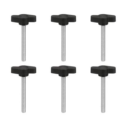 PATIKIL M5 x 45mm Tee Wing Thumb Screws, 6Pcs Carbon Steel Mechanical Handle Bolt Thumb Screws for Remove Replace Hand Clamping Tightening Knobs Power Supply, Black - size: M5 x 45mm
