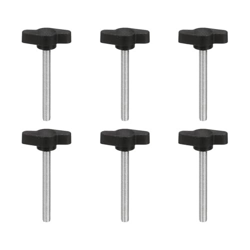 PATIKIL M5 x 45mm Tee Wing Thumb Screws, 6Pcs Carbon Steel Mechanical Handle Bolt Thumb Screws for Remove Replace Hand Clamping Tightening Knobs Power Supply, Black - size: M5 x 45mm