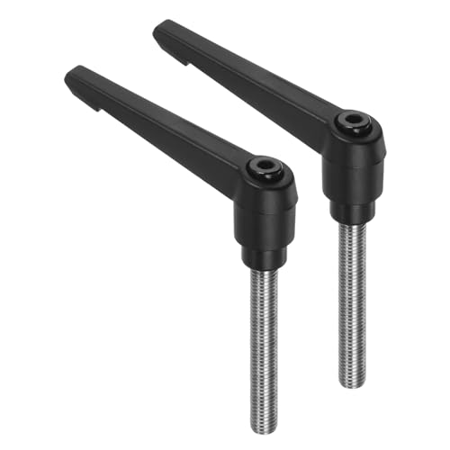 uxcell 2pcs Clamping Lever Handles, M10 x 60mm 304 Stainless Steel Threaded Male Stud, Adjustable Handles Locking Quick Release Ratchet Push Button Bolt Knobs, Black - size: M10 x 60mm