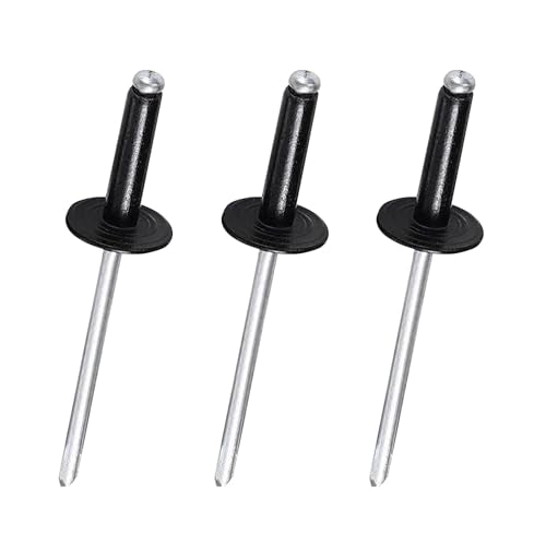 Maozaa 50 pcs 3/16" x 3/4" Large Flange Black Aluminum Blind Rivets, 4.8 x 20mm Pop Rivets, Blind Rivets for Metal - color: Black, size: 3/16" x 3/4"