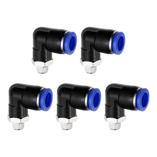 5Pcs Male Elbow Push to Connect Fitting Fit 12mm OD Tube 1/8" NPT - color: Blue, size: 12mm OD x 1/8" NPT