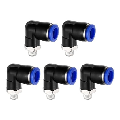 5Pcs Male Elbow Push to Connect Fitting Fit 12mm OD Tube 1/8" NPT - color: Blue, size: 12mm OD x 1/8" NPT