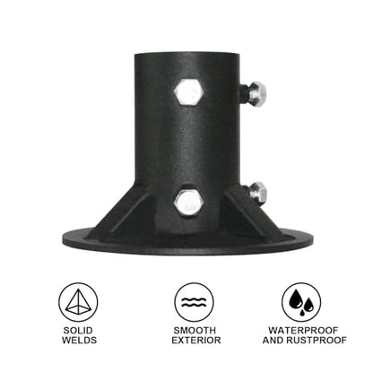 Base Flange,Chain Link Fence Pole Floor Flange,for Fixing Street Light/Flag/Mailbox/Fence Pole etc.,Black Heavy Solid Fence Post Concrete Mount, Including Bolt Side Screws (2.5 Inch) - size: 2.5 Inch