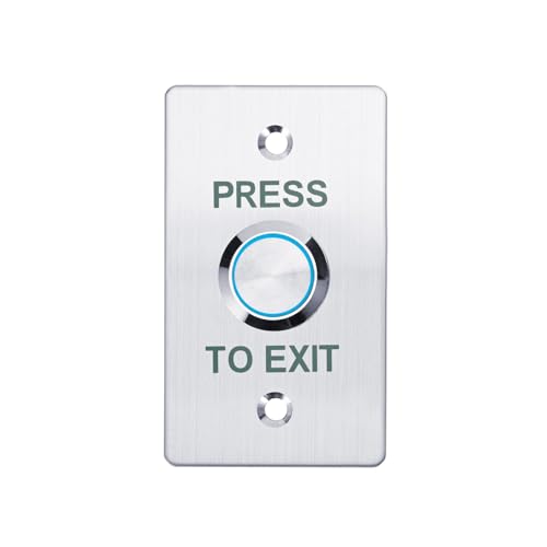 Push to Exit Button，12V DC Push to Exit Switch with LED Light, IP67 Waterproof,NC/NO/COM Outputs, Surface Mount Request-to-Exit Device for Access Control Systems (86X50-B) - color: 86X50-B
