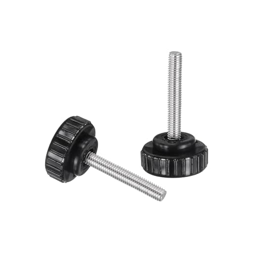 uxcell 2pcs Knurled Clamping Knobs M6 x 40mm Metric 304 Stainless Steel Male Thread Thumb Screw on Type 30mm Plastic Round Head Threaded Hand Bolt Stud Knobs Black - size: M6 x 40mm x 30mm